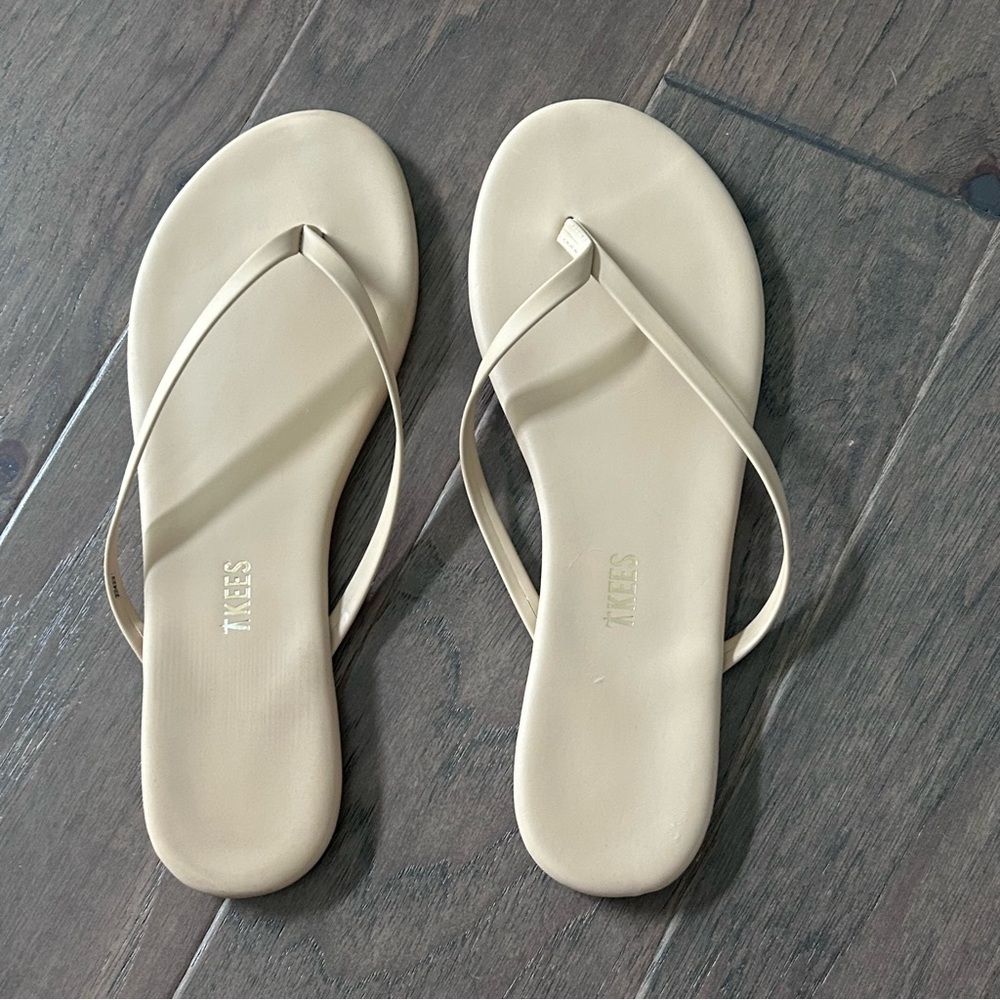 TKEES Neutral Beige Thin-Strap Flip Flop Sandal - Picture 2 of 4